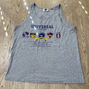 VTG Universal Studios Men's‎ XL Gray "Est 1915" Souvenir Tank Top Graphic Tee